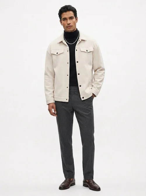 Men's Button-Front Collared Jacket