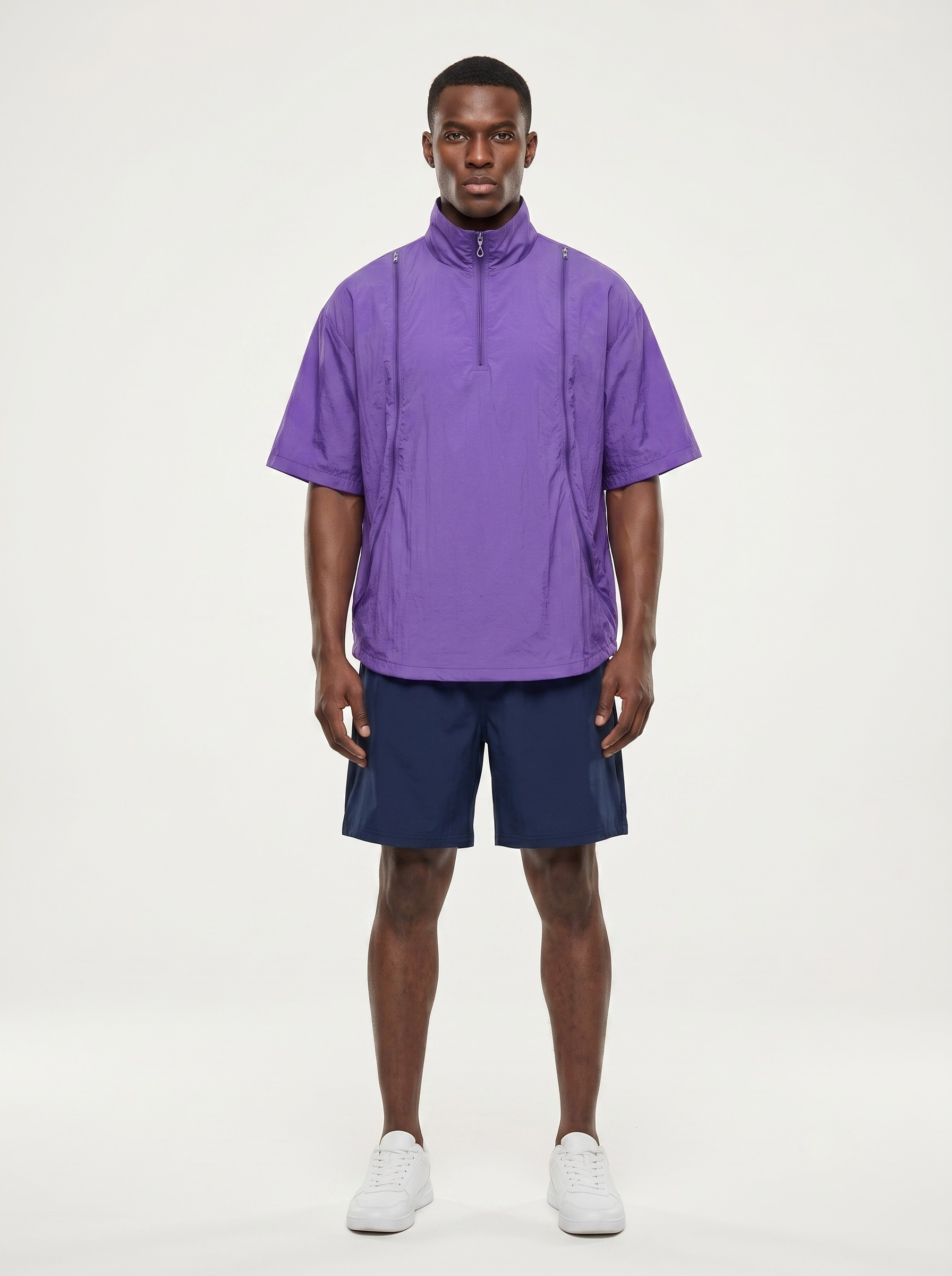 Poncho sportivo unisex leggero con mezza zip