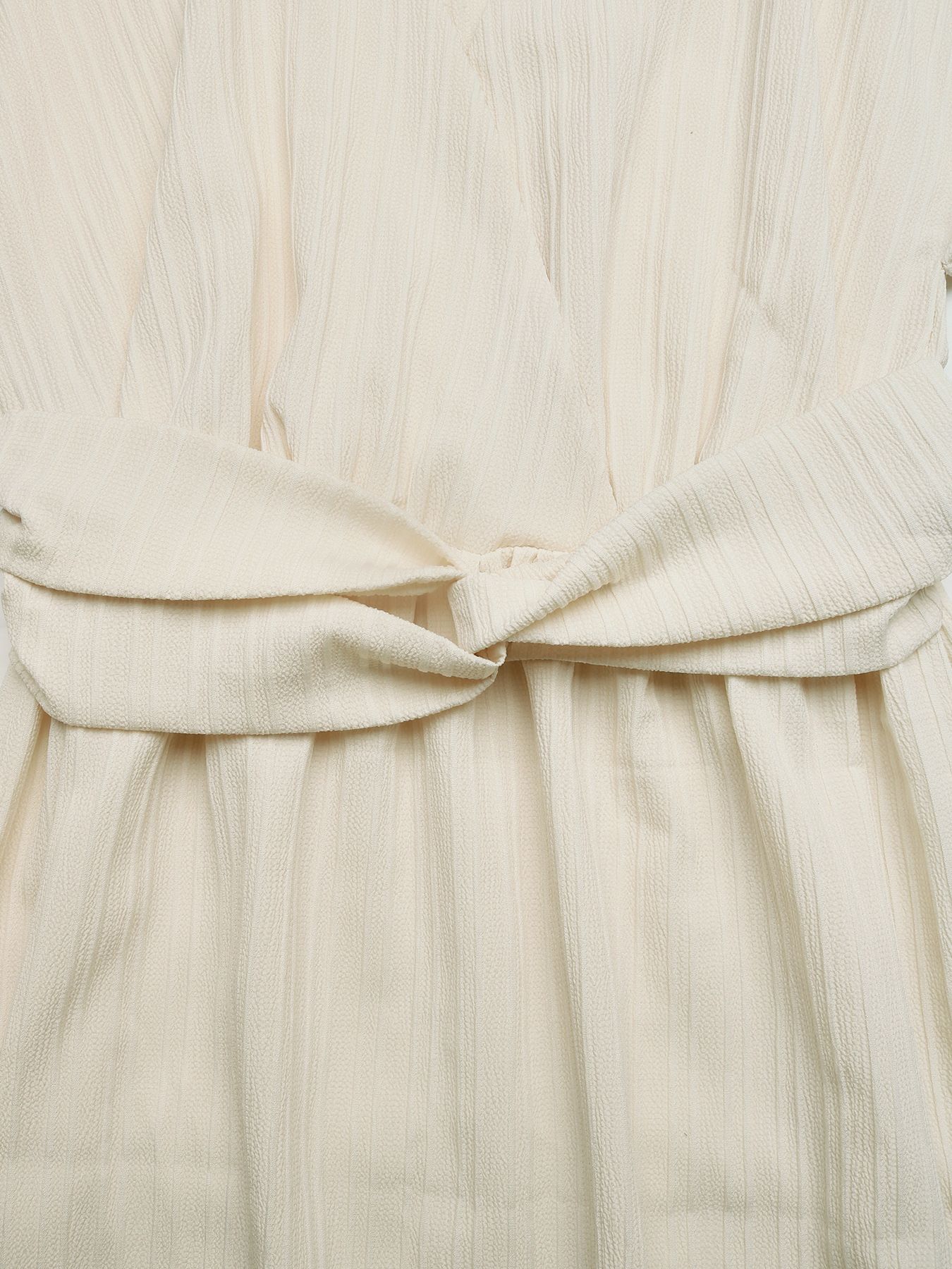 Vestido midi de mujer con escote en V y nudo en la cintura - Elegante y casual