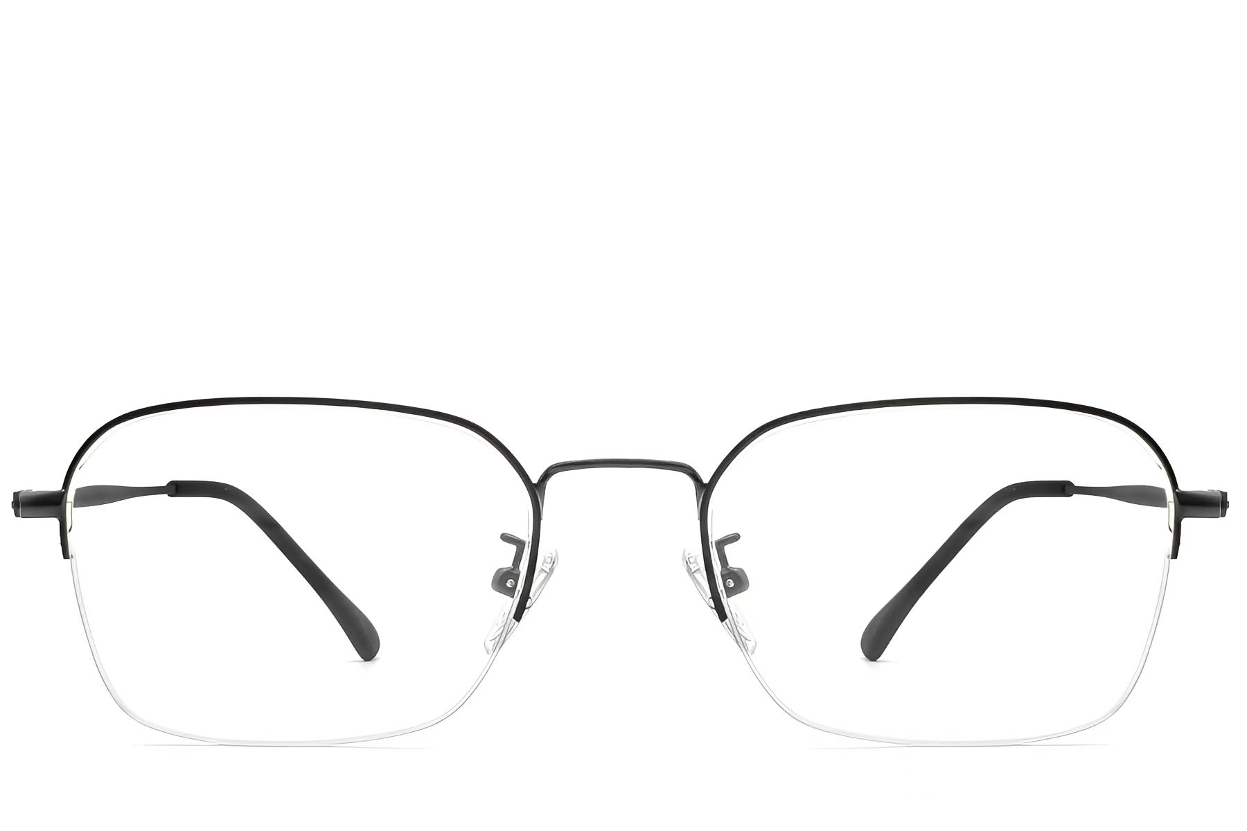 Semi-rimless Black Metal Glasses #BS0406-0130