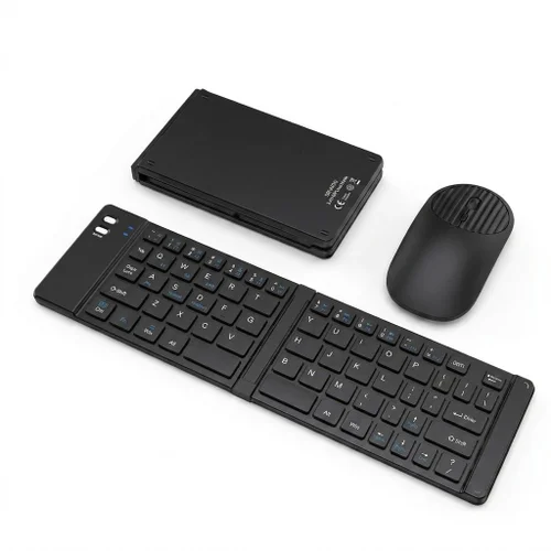 Ensemble clavier et souris Bluetooth pliables avec batterie de 90 heures, compatible avec plusieurs appareils.