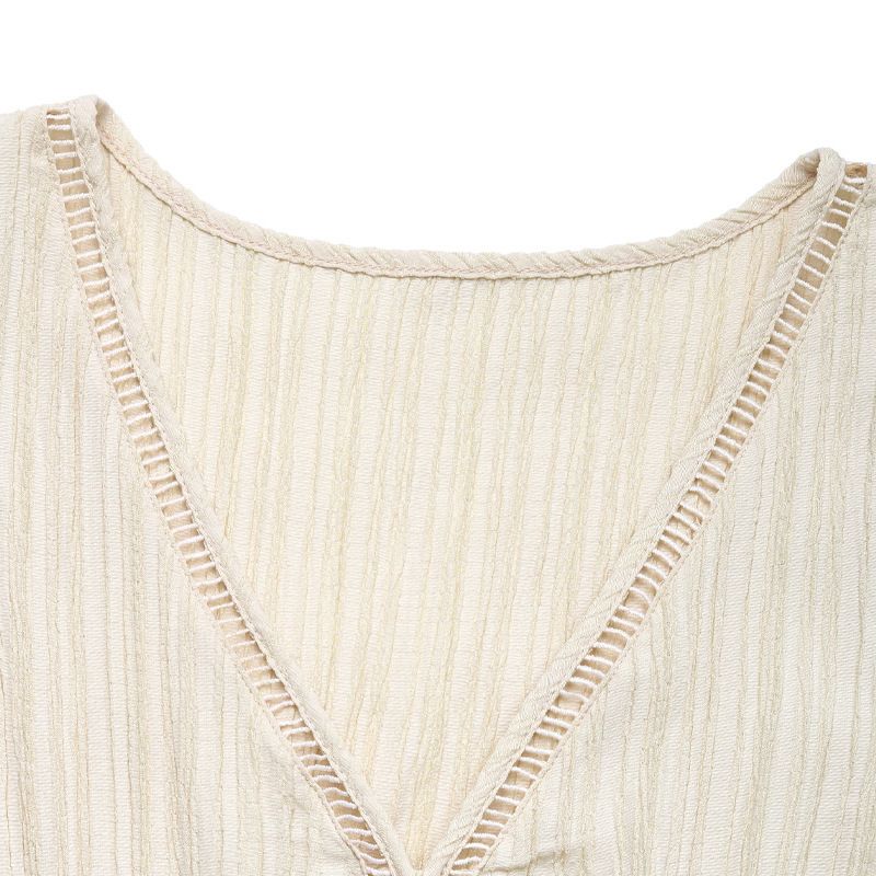 Vestido largo sin mangas con escote en V y volantes