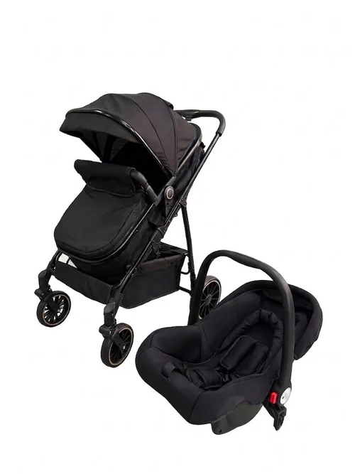 Lightweight Foldable Baby Stroller with Canopy - 4-Wheel Suspension