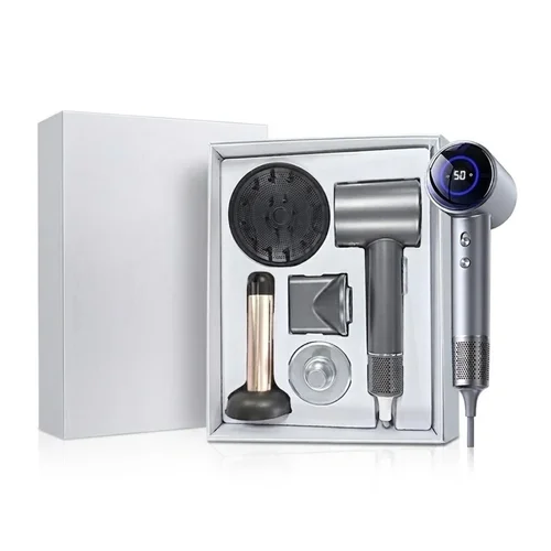 D3-Z Premium Hair Dryer Set, Includes Magnetic Concentrator, Wall Mount, Curling Iron & Diffuser Attachments (Grey)