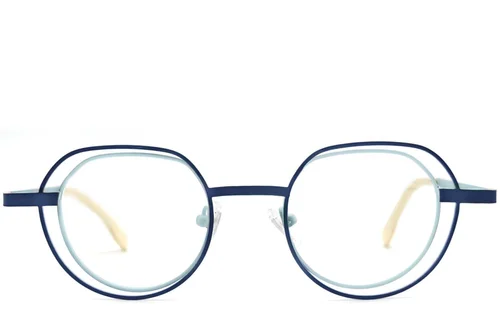 Lunettes géométriques en métal bleu #BS2425-0149
