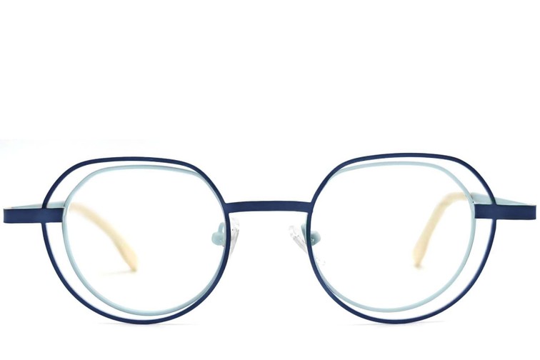 Geometric Blue Metal Glasses #BS2425-0149