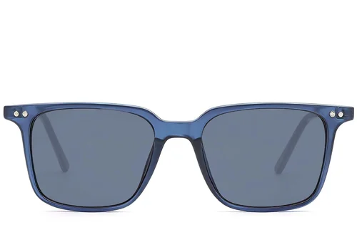Lunettes de soleil rectangulaires en plastique bleu #BS2503-0239