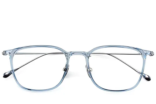 Lunettes rectangulaires en titane bleu #BS1913-0395
