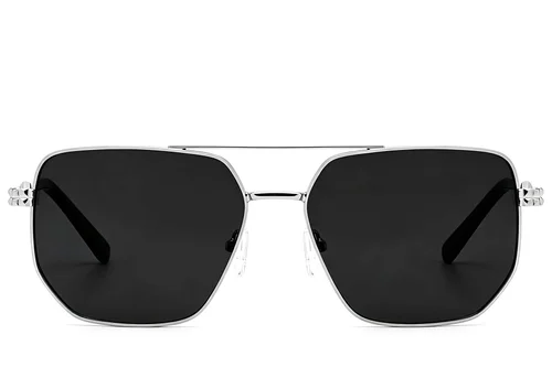 Lunettes de soleil aviateur en métal argenté #BS2012-2707