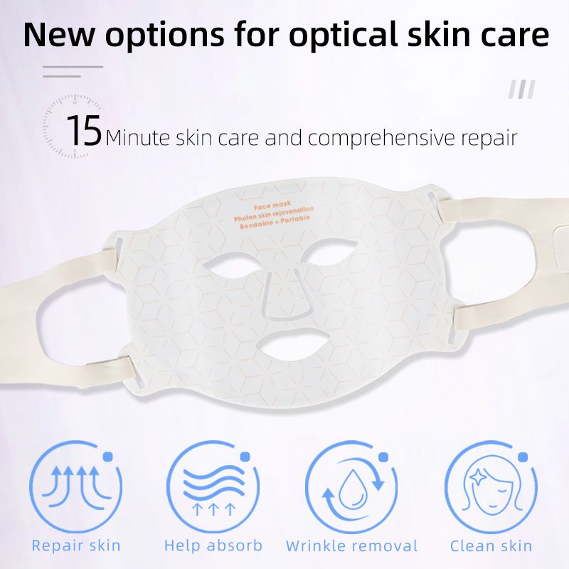 Ensemble de masques de rajeunissement de la peau par photons LED pour le visage et le cou - Flexible et portable