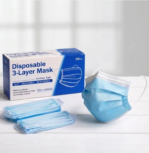 BFE≥95% Antivirus 3-laags wegwerpgezichtsmaskers voor volwassenen, 50 stuks/doos, individueel verpakt