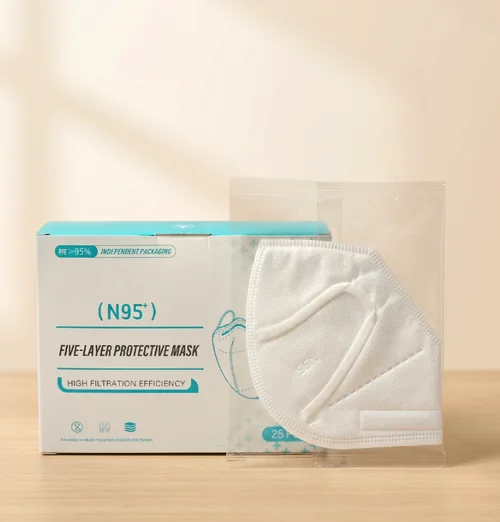 N95 antivirale gezichtsmaskers voor volwassenen, 5-laags bescherming, 3D industrieel stofwerend, 25 stuks per doos, individueel verpakt.