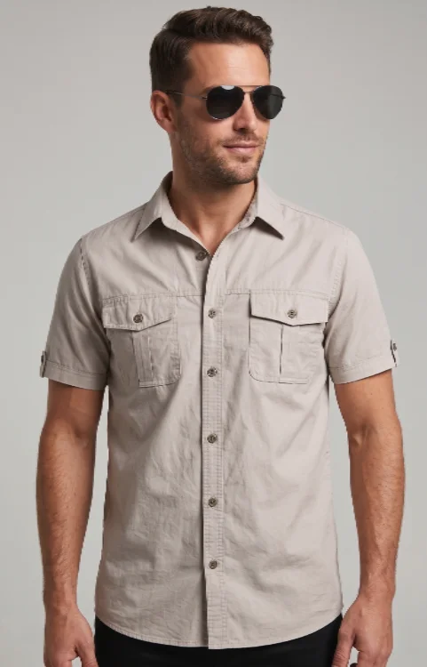 Men's Short Sleeve Military Cargo Shirt