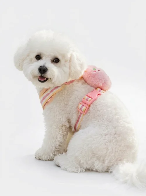 Cute Pet Harness & Leash Set with Plush Toy - Breathable Mesh