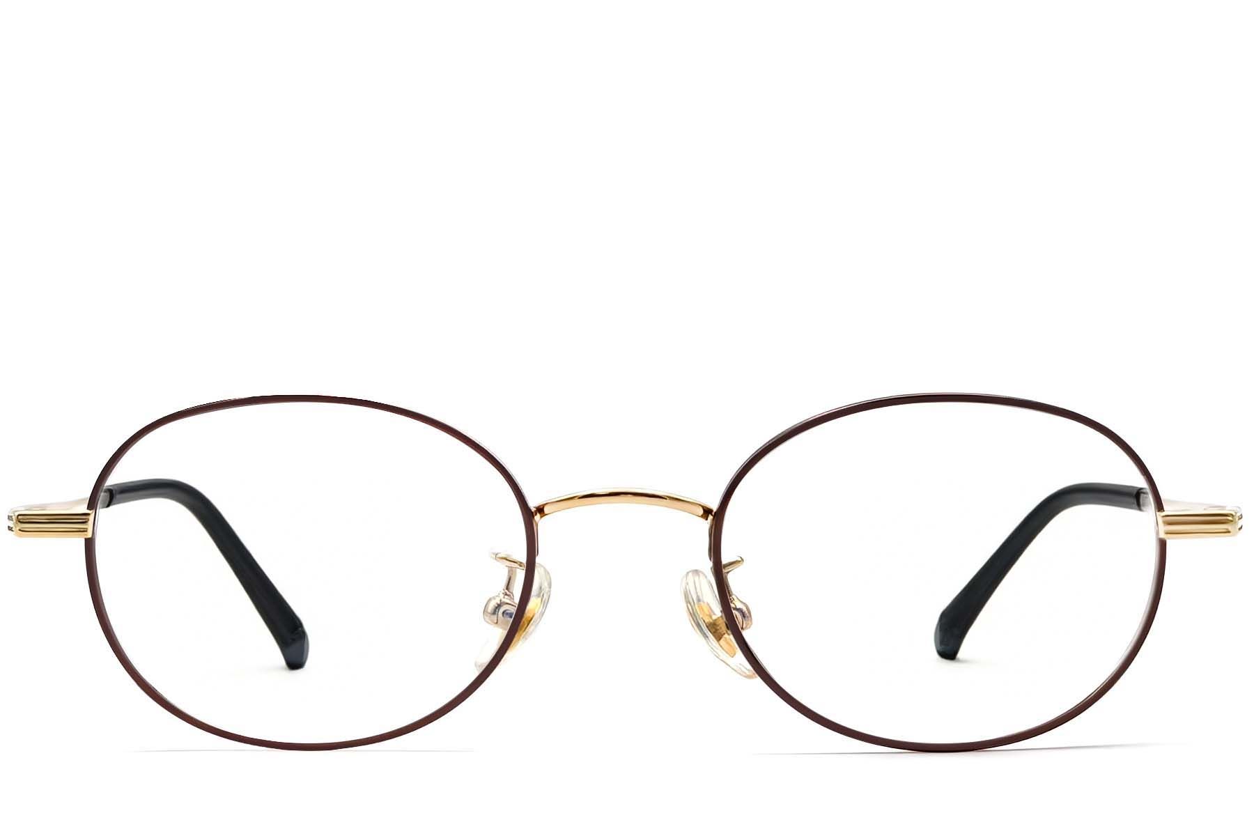 Lunettes ovales en titane marron #BS1913-0254