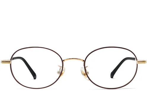 Lunettes ovales en titane marron #BS1913-0254