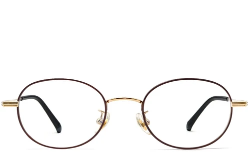 Lunettes ovales en titane marron #BS1913-0254