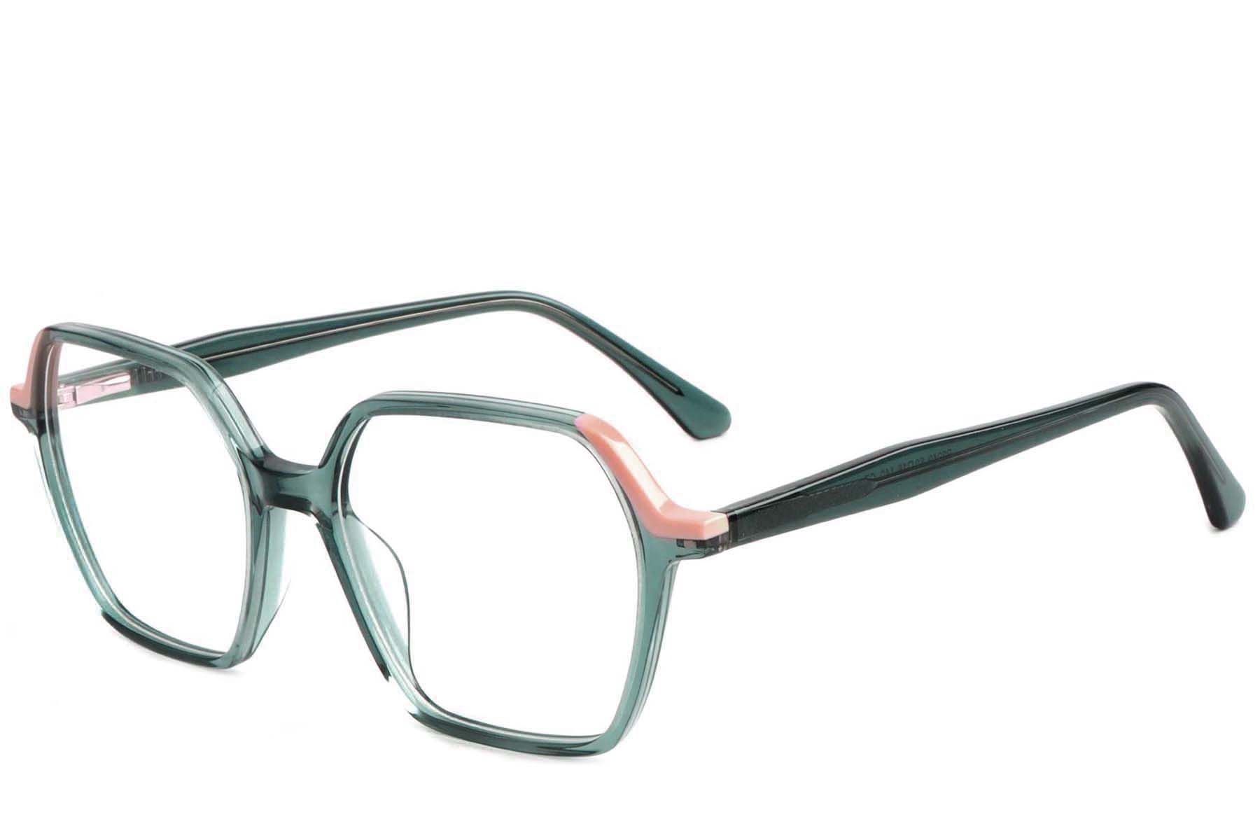 Occhiali in acetato verde con geometria #BS1902-0193