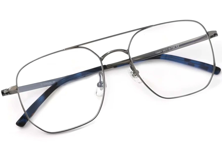 Gafas de titanio gris aviador #BS2419-0178