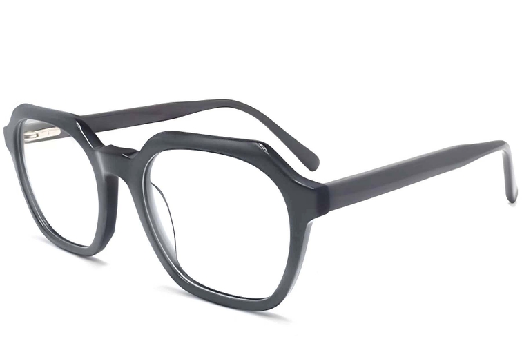 Rectangular Grey Acetate Glasses #BS2012-0053