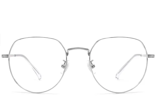 Lunettes ovales en titane argenté #BS1913-0303