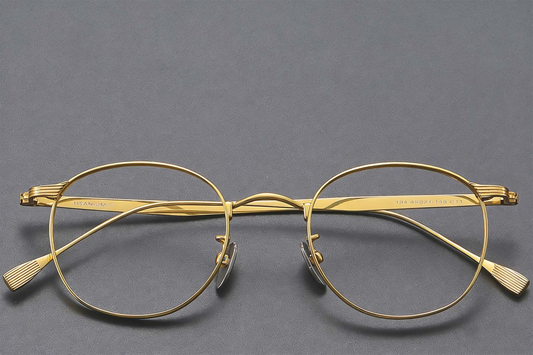 Oval Golden Titanium Glasses #BS1913-0351
