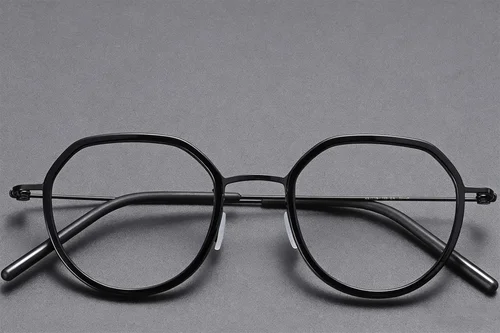 Lunettes géométriques en titane noir #BS1913-0519