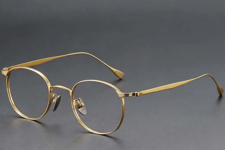 Oval Golden Titanium Glasses #BS1913-0351