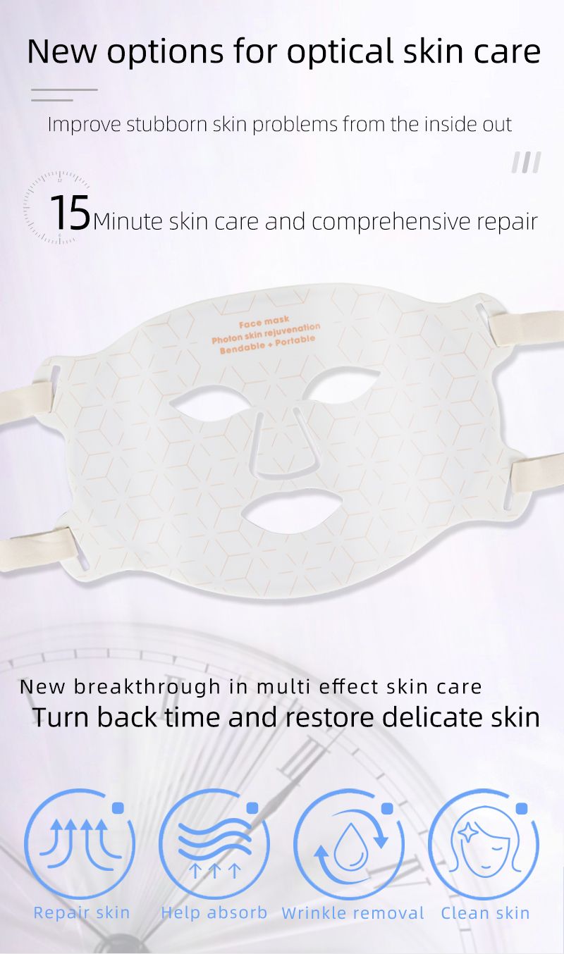 Ensemble de masques de rajeunissement de la peau par photons LED pour le visage et le cou - Flexible et portable