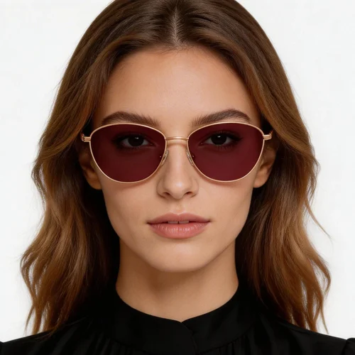 Lunettes de soleil ovales en métal rose #BS0824-0008