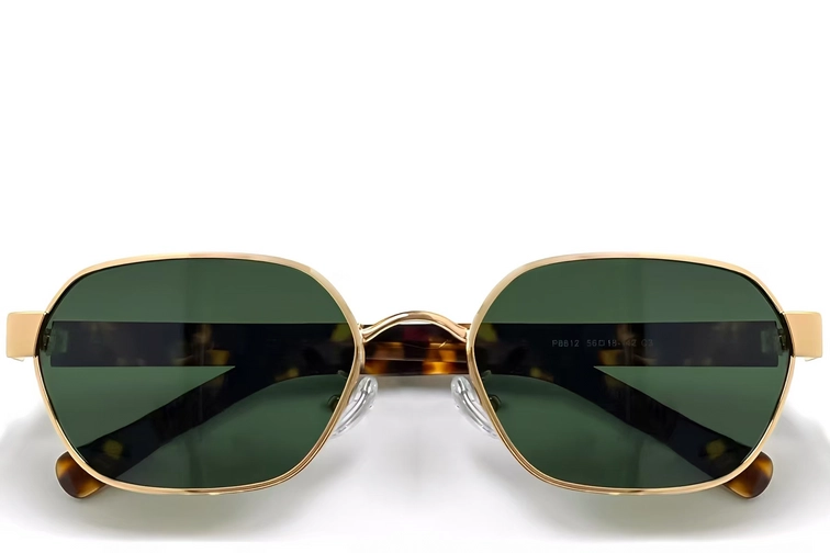 Gafas de sol geométricas de metal dorado #BS0824-0068