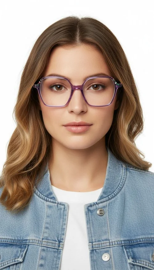 Lunettes géométriques en acétate violet #BS1902-0192