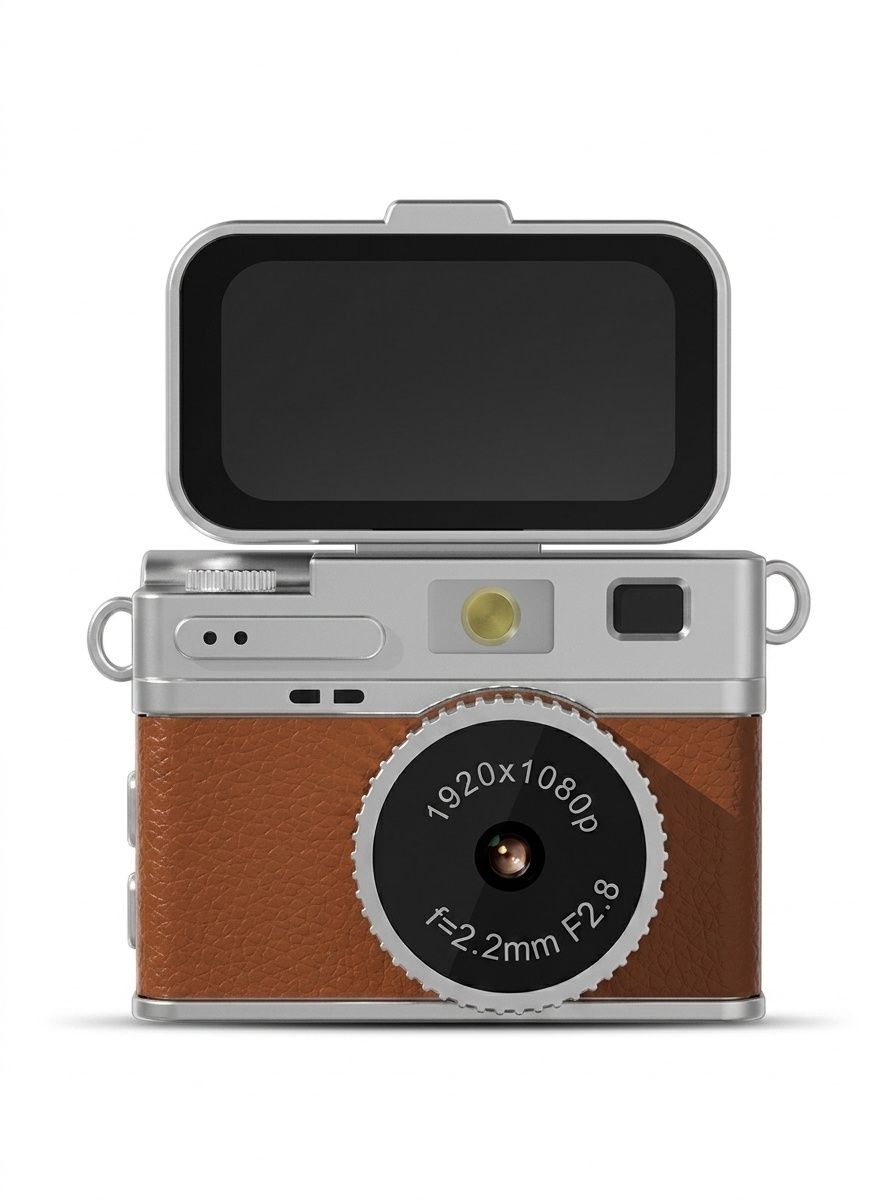 Mini-Digitalkamera mit 1080p-Klappbildschirm, Vlogging-Camcorder für Selfies, 180-mAh-Akku, TF-Kartenunterstützung