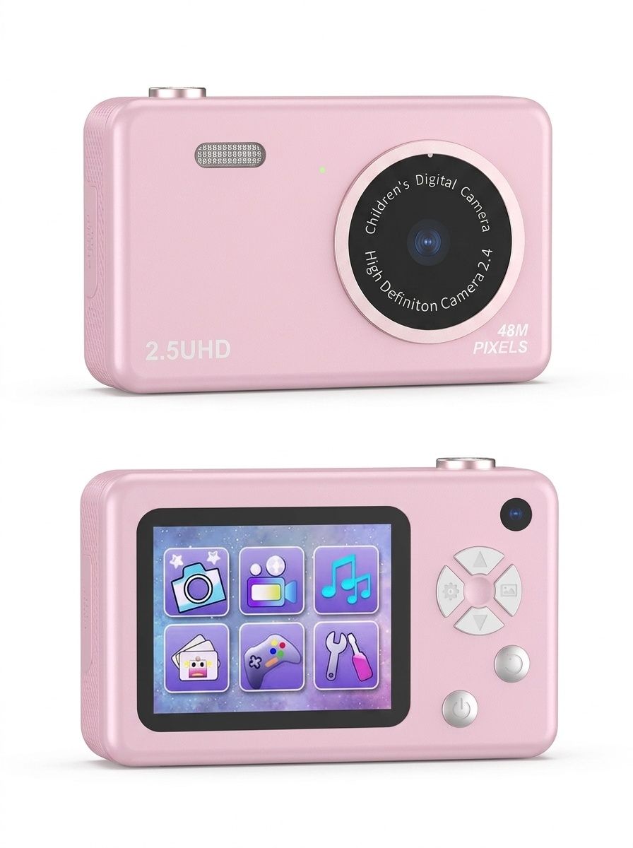 Kids 48MP Dual Lens Digital Camera, 2.5K UHD Video, 2.4-Inch IPS Eye-Protection Screen, 800mAh Battery
