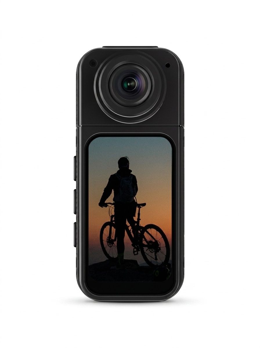 Mini 2.7K Action Camera with 180° Rotating Lens, Ultra-Light 35g, WiFi App Control, 60-Minute Battery Life