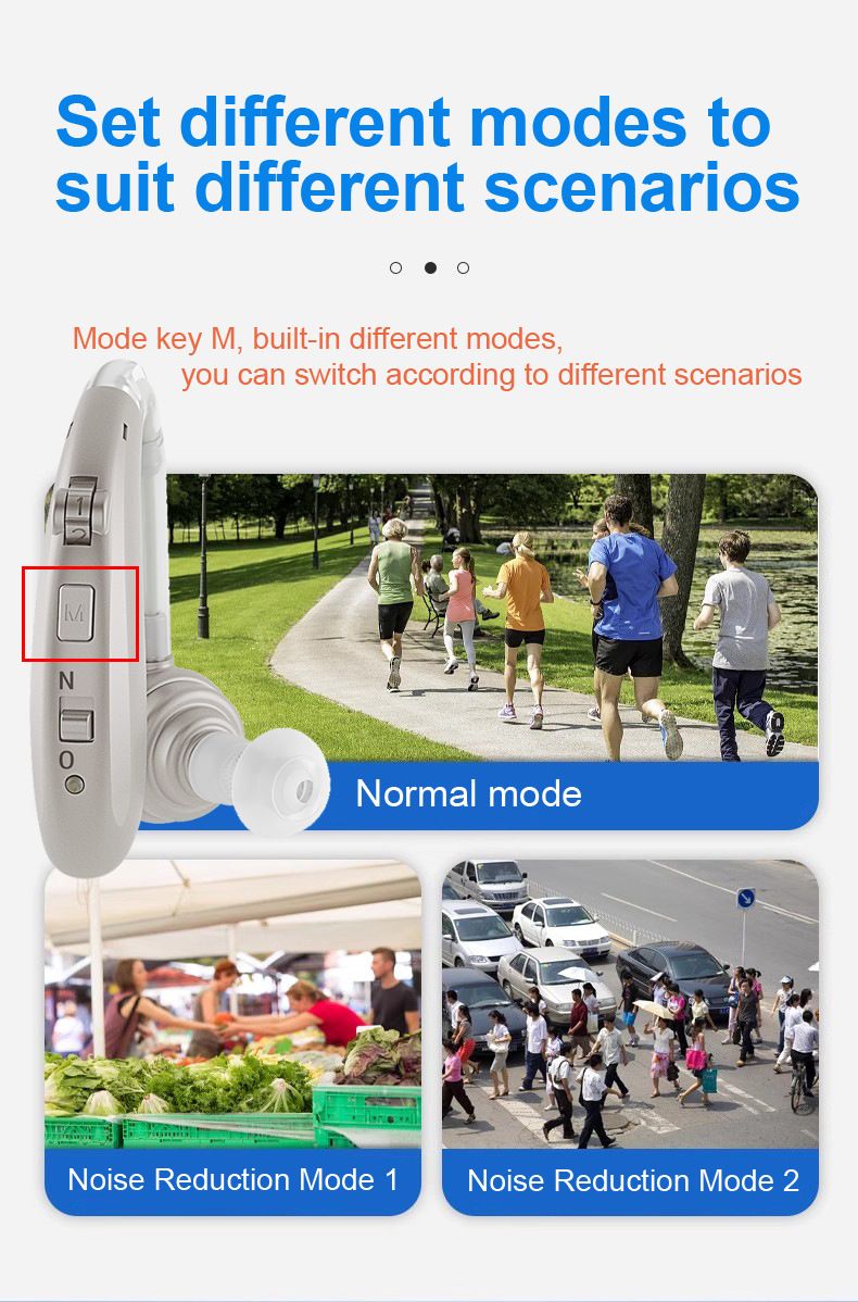 A-360B Blue Bluetooth Hearing Aid with 50H Battery & 3 Noise Modes - 6 Volume Levels #26240008