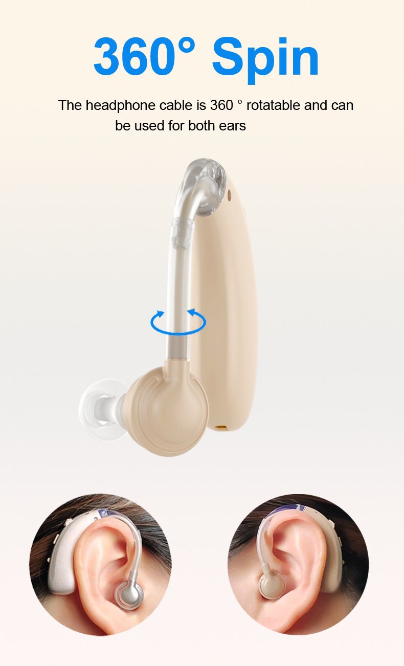A-360B Beige Bluetooth Hearing Aid with 50H Battery & 3 Noise Modes - 6 Volume Levels #26240009