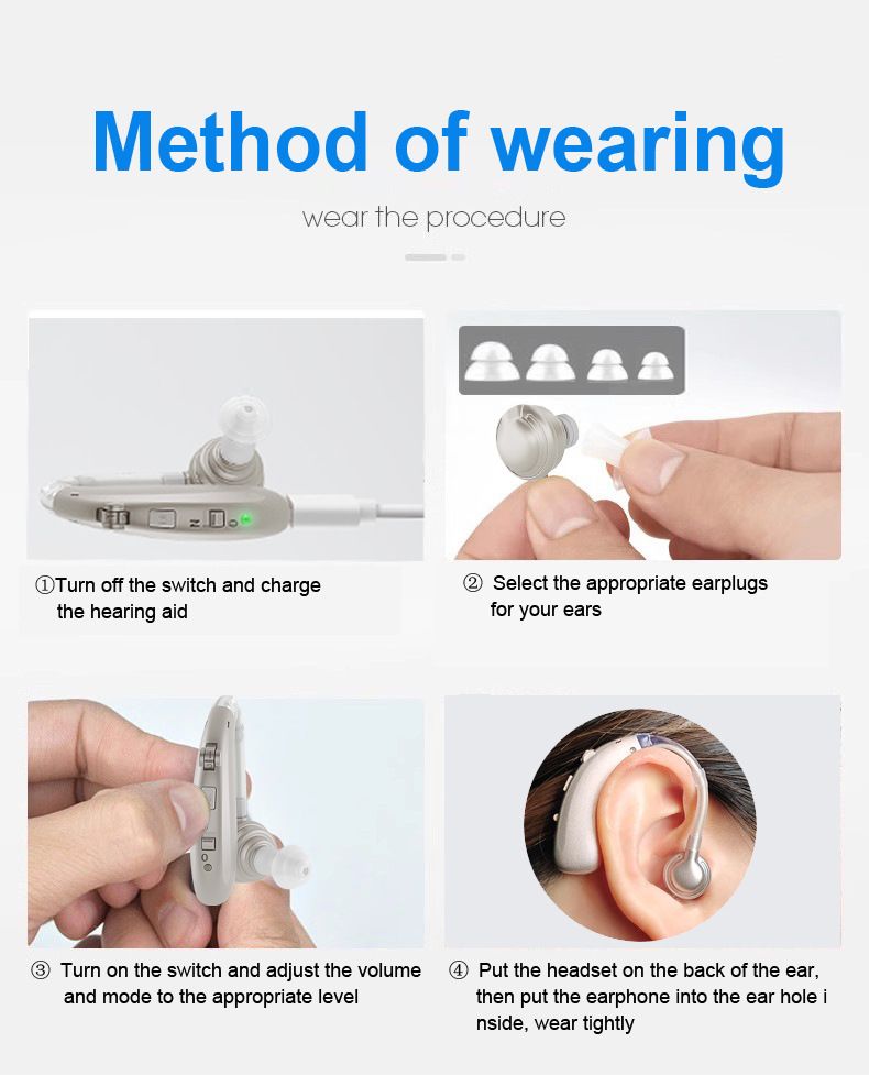 A-360B Silver Bluetooth Hearing Aid with 50H Battery & 3 Noise Modes - 6 Volume Levels #26240010