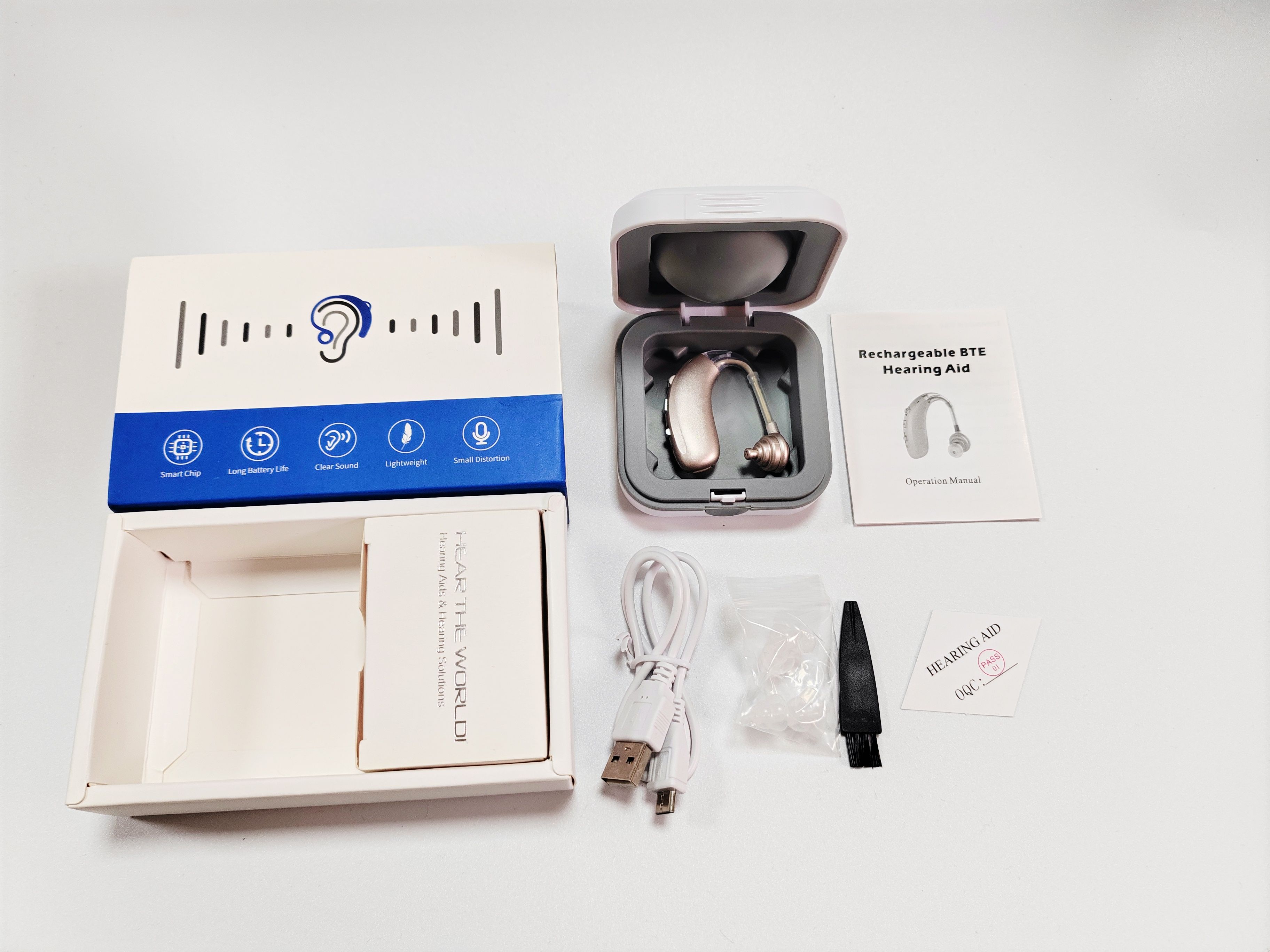 A-360B Silver Bluetooth Hearing Aid with 50H Battery & 3 Noise Modes - 6 Volume Levels #26240010
