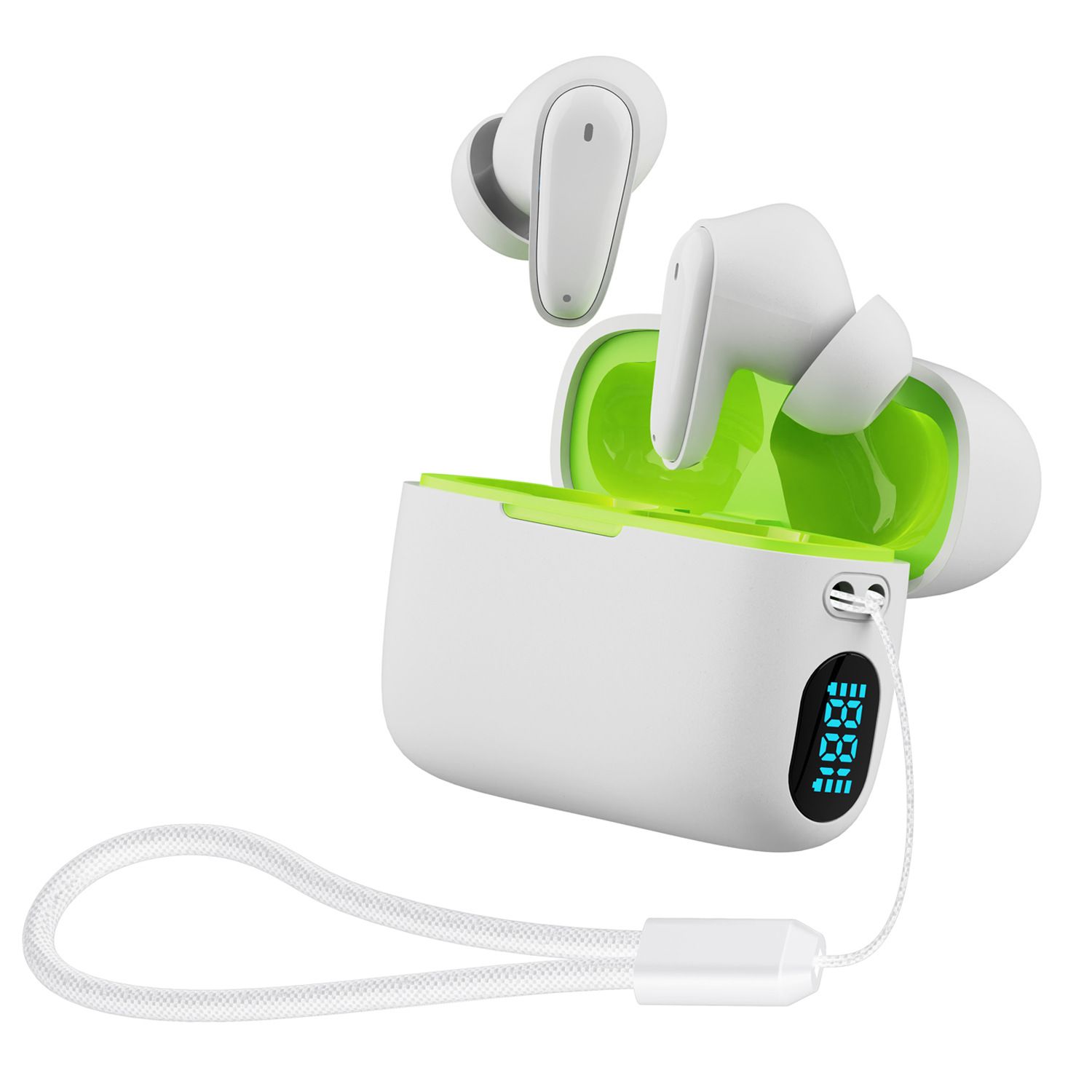 A-383 Pair White Easy Touch Hearing Aids LED Battery Display Rechargeable #26240013