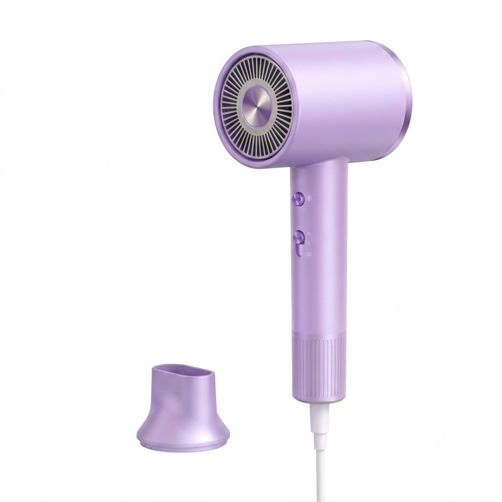 D1 Ionic Hair Dryer, 1400W Professional Blow Dryer with 3 Speed Settings, Negative Ion Hair Care for Home Use (Purple)