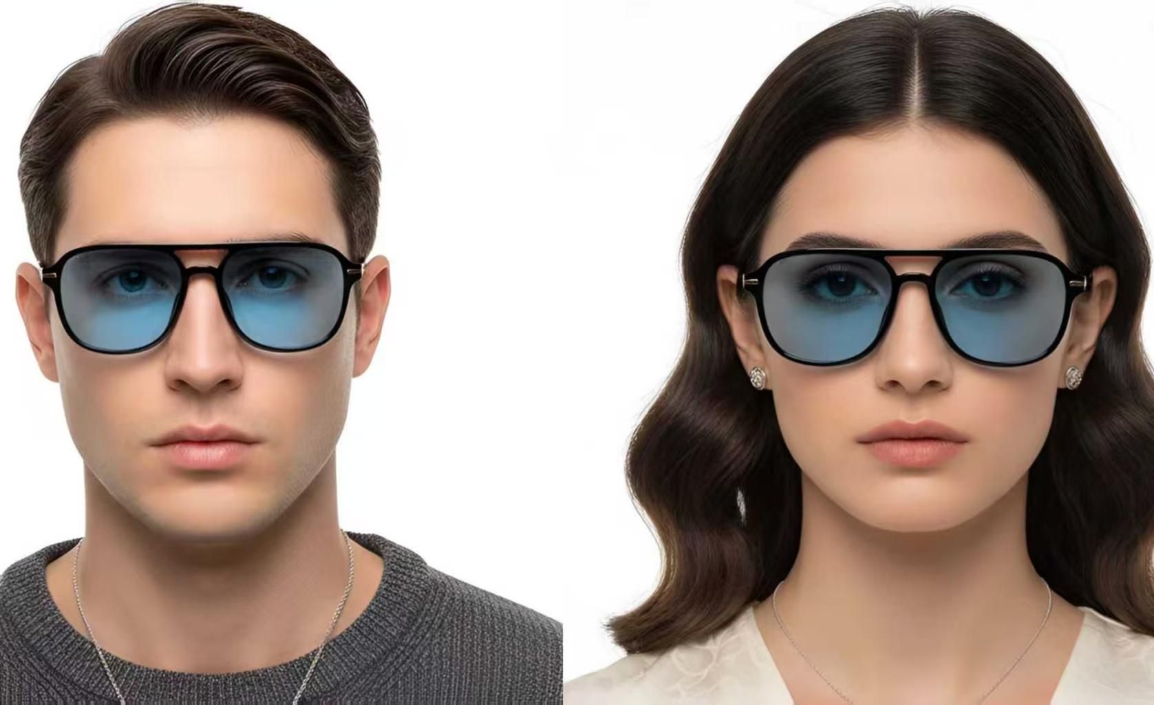 Lunettes de soleil aviateur en plastique noir #BS2503-0291