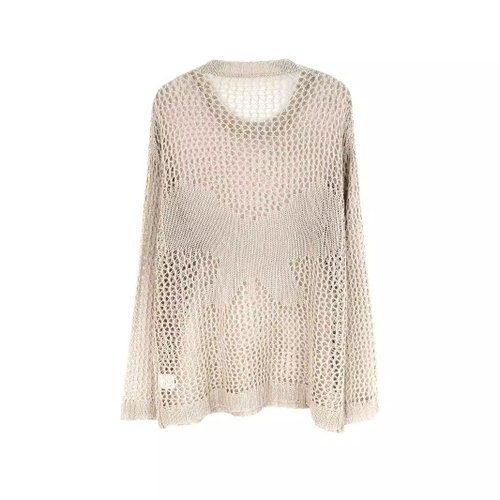 Top playero de manga larga tejido a crochet SSU-00045