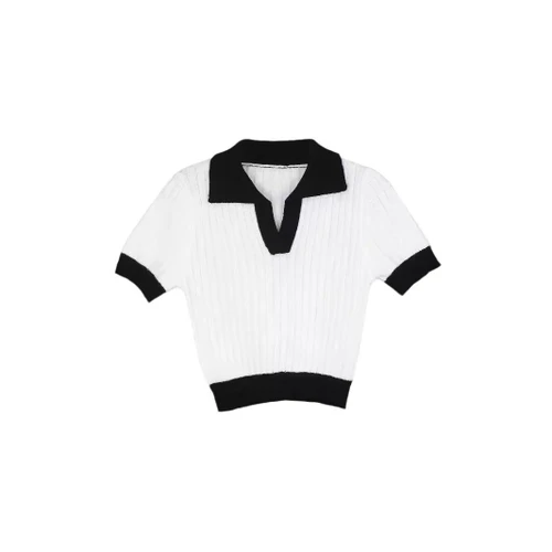 Knit Sweater Women's Short Sleeve Cropped Summer Top SSU-00002