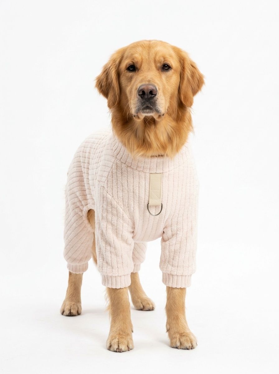 Fleece Pet Four-Legged Pajamas with Harness D-Ring