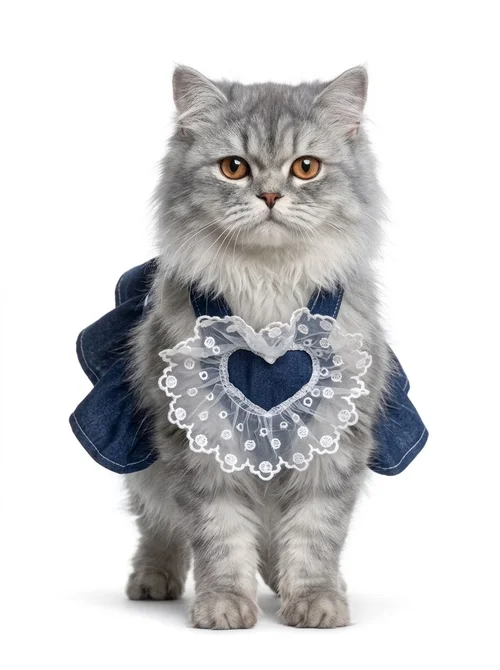 Ruffle Heart Denim Dog Harness Dress with Matching Leash