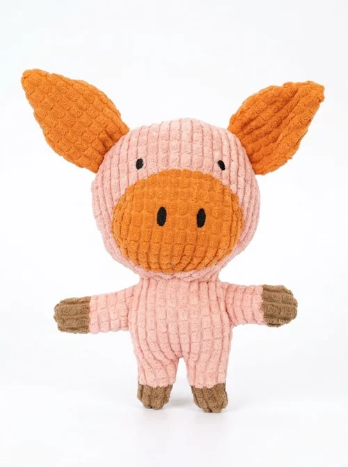 Corduroy Plush Squeaky Pet Toy Animal Character