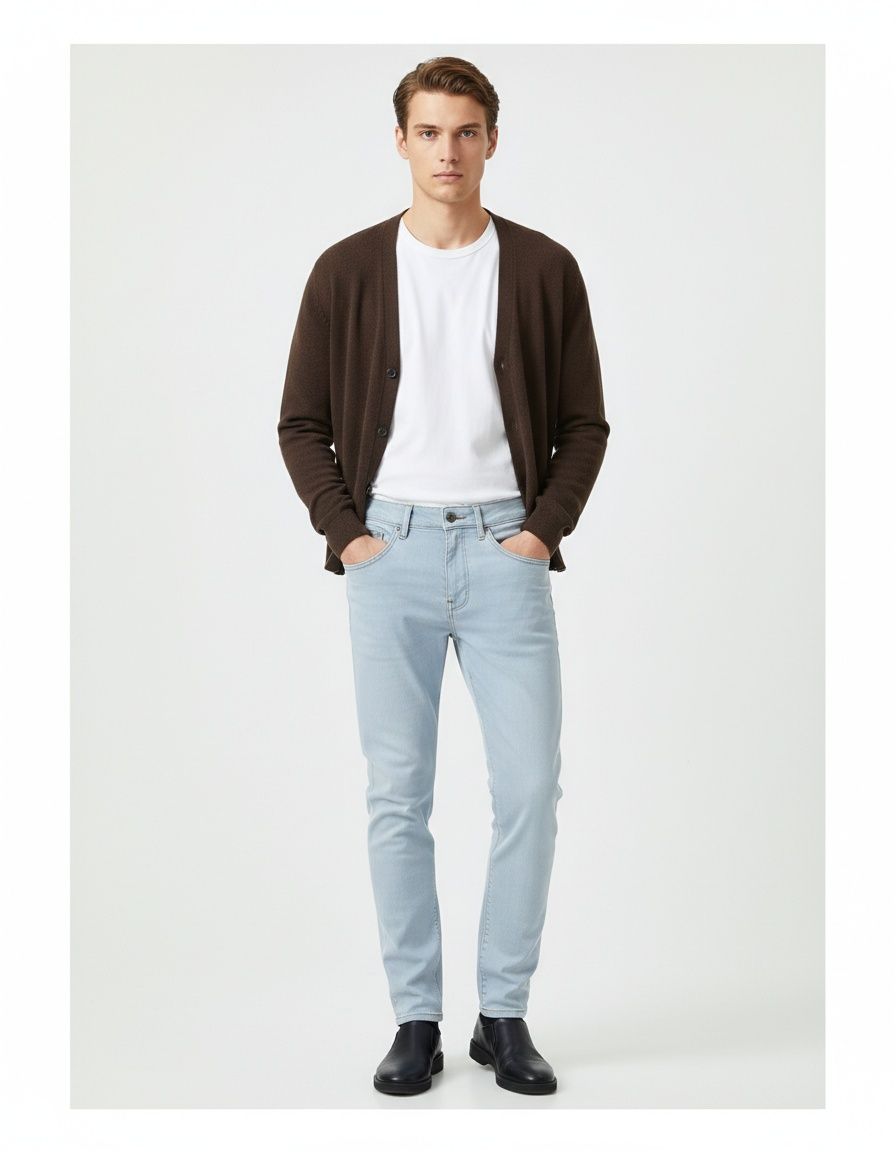 Slight Stretch Straight Leg Men's Trousers for Casual Comfort