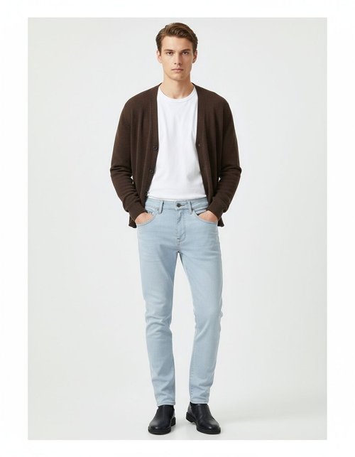 Slight Stretch Straight Leg Men's Trousers for Casual Comfort