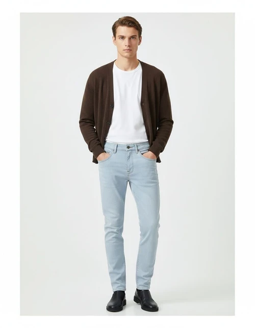 Slight Stretch Straight Leg Men's Trousers for Casual Comfort